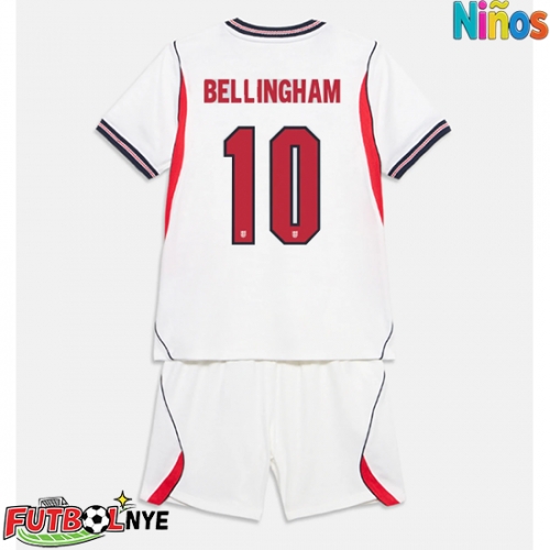 Camiseta Inglaterra Jude Bellingham #10 Primera Equipación para niños Mundial 2026 manga corta (+ pantalones cortos)